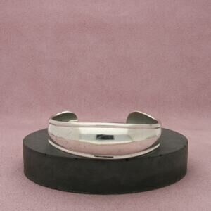 mexico sterling silver vintage beveled cuff bracelet size 6.5in